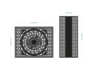 Mẫu cnc hàng rào trống dơi kết hợp vách cổng