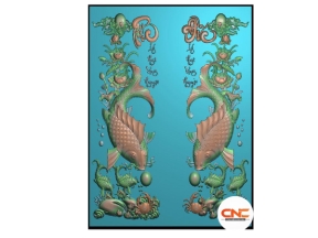 Mẫu CNC Lý ngư vọng nguyệt, tranh cá Phúc Đức cnc jdp