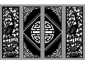 Mẫu cổng 4 cánh chữ thọ hạc trên lưng rùa