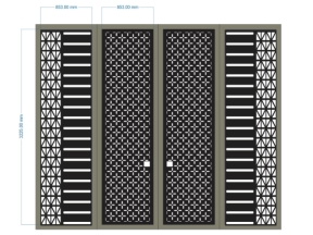 Mẫu cổng 4 cánh CNC hoa văn hiện đại đối xứng