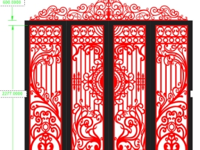 Mẫu cổng 4 cánh cnc mẫu họa tiết hoa lá tây thiết kế