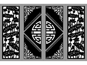 Mẫu cổng 4 cánh hoa sen trống chữ thọ