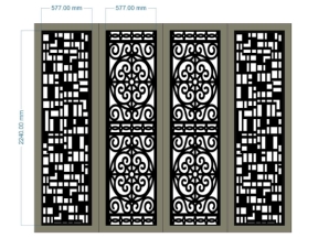 Mẫu cổng 4 cánh hoa văn hiện đại cnc