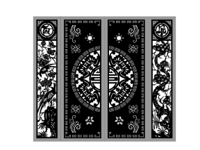 Mẫu cổng 4 cánh tài lộc tùng cúc trúc mai trúc tùng cnc