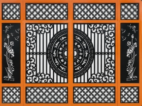 Mẫu cổng 4 cánh trống đồng hoa sen CNC đẹp