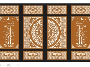 Mẫu cổng 4 cánh trống đồng trúc