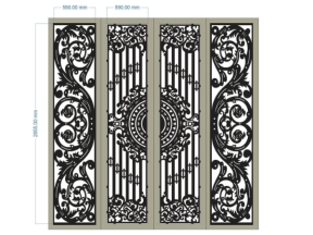 Mẫu cổng CNC 4 cánh trống đồng hoa lá tây
