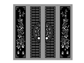 Mẫu cổng CNC 4 cánh trống đồng kết hợp hoa lá