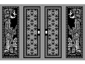 Mẫu cổng trúc và hoa cnc