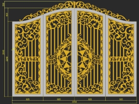 Mẫu cửa sắt cổng cnc 4 cánh đẹp model dxf