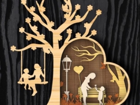 Mẫu decor mẹ con cắt CNC trang trí