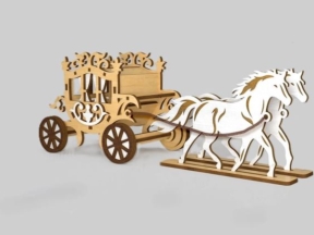 Mẫu decor ngựa kéo xe cắt CNC trang trí nội thất ấn tượng