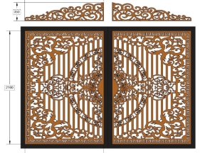 Mẫu dxf mẫu cổng 2 cánh cnc có vòm