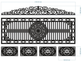Mẫu file cad cnc cửa sắt lùa trống đồng sen