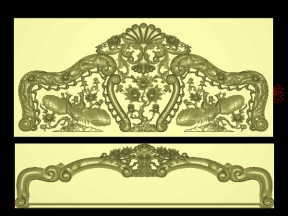 Mẫu giường hoa hồng và chim công cnc