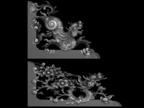 Mẫu hoa góc lân và long CNC