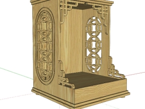 Mẫu sketchup thiết kế bàn thờ thần tài cnc