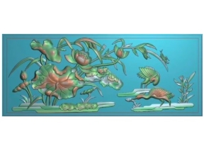 Mẫu thiết kế tranh sen hạc cnc