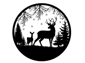 Mẫu trang trí hình cây và hươu cnc