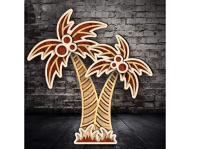Mẫu tranh decor cây dừa thiết kế trên cad và corel