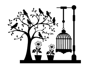 Mẫu tranh decor chim và hoa