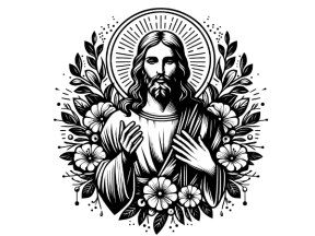 Mẫu tranh decor chúa và hoa cnc