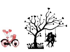 Mẫu tranh decor cnc đẹp xe đạp và đôi nam nữ