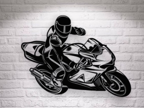 Mẫu tranh decor CNC hình người lái mô tô