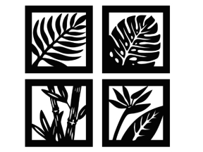 Mẫu tranh decor cnc lá cây