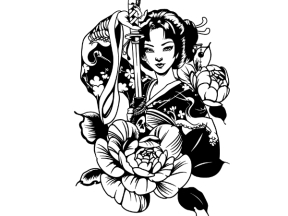 Mẫu tranh decor Geisha cnc