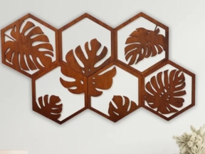 Mẫu tranh decor hình lá mon cnc