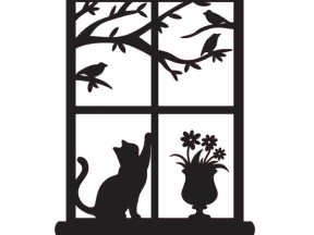 Mẫu tranh decor mèo và hoa cnc