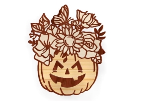 Mẫu tranh decor ngày halloween hình lọ hoa từ quả bí ngô