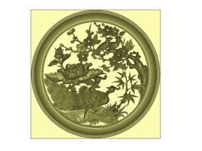 Mẫu tranh đĩa chim công và hoa