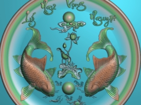 Mẫu tranh đĩa lý ngư vọng nguyệt