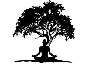 Mẫu tranh người ngồi thiền dưới gốc cây