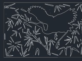 Mẫu tranh treo tường hình chim trong rừng trúc file cad