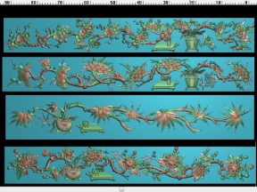 Mẫu tứ quý ngang tùng cúc trúc mai sâu 3cm