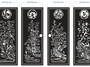 Mẫu tùng cúc trúc mai cổng 4 cánh vạn sự như ý