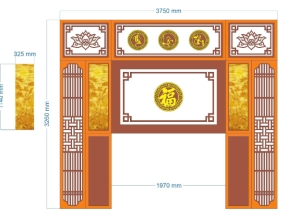 Mẫu vách thờ đẹp mắt cnc được file cad trên phần mềm sketchup,dxf rất ưa chuộng hiện nay