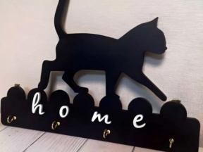 Móc treo chìa khóa hình chú mèo Home cắt CNC