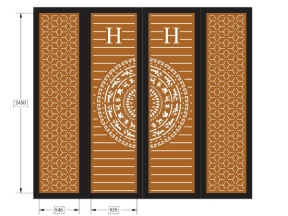 Model 2d cắt cnc cổng 4 cánh trống đồng đẹp