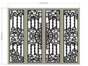 Model 2d cổng 2 cánh chính và phụ cnc