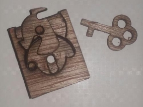 Model cắt 2D chìa khóa và ổ khóa bằng gỗ