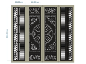 Model cắt cnc cổng 4 cánh trống đẹp kết hợp dây tiền