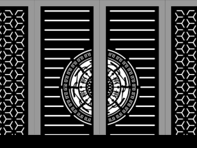 Model cắt cnc cổng 4 cánh trống đồng bông tuyết
