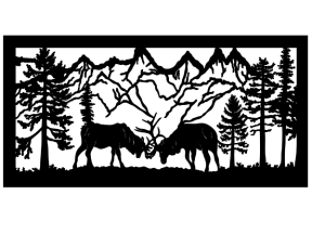 Model cắt cnc lan can 2 con hươu