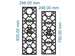 Model cnc 2 vách chữ phúc dxf