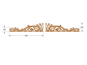 Model cnc chóp cổng vương miện kết hợp lá tây