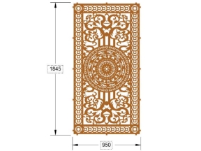 Model cnc cổng 1 cánh trống đồng viền đồng tiền